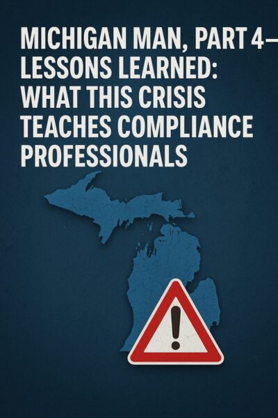 Michigan Man, Part 4 – Lessons Learned: What This Crisis Teaches Compliance Professionals