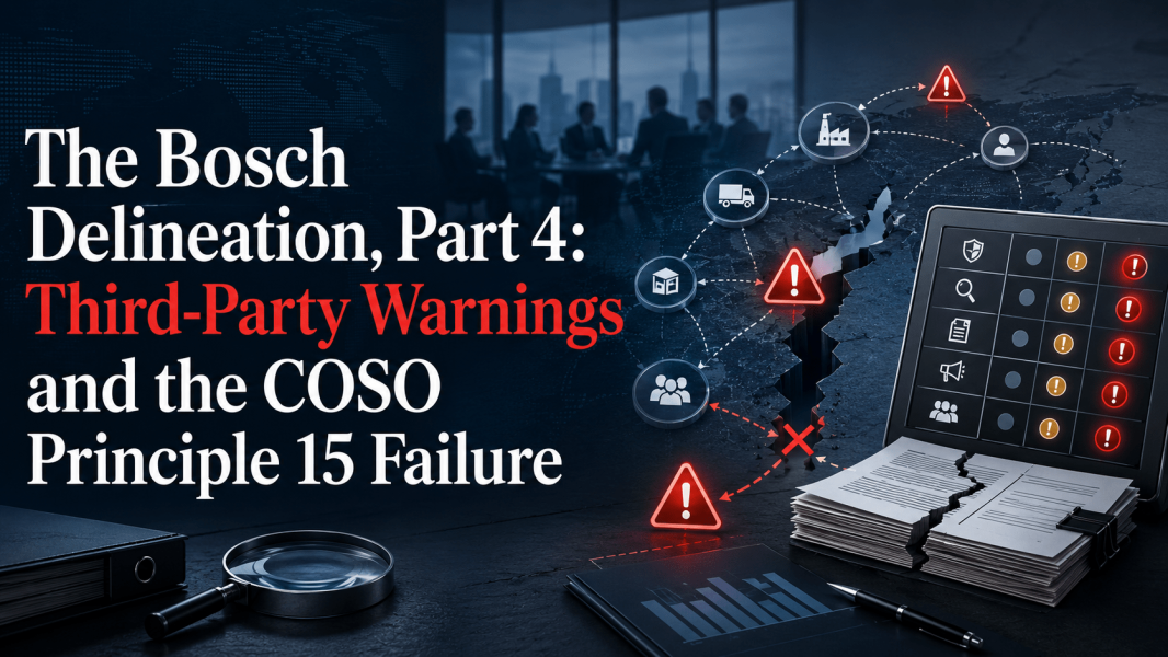 The Bosch Delineation, Part 4: Third-Party Warnings and the COSO Principle 15 Failure