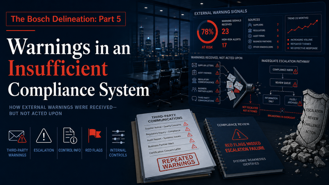The Bosch Declineation, Part 5: Warnings in an Insufficient Compliance System