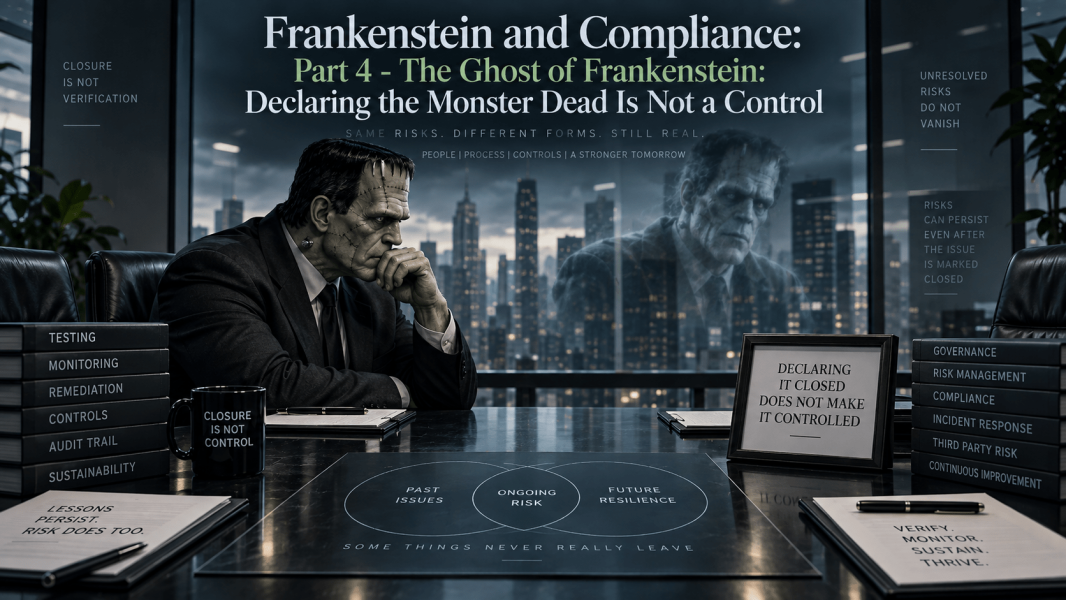 Frankenstein and Compliance: Part 4 – The Ghost of Frankenstein: Declaring the Monster Dead Is Not a Control